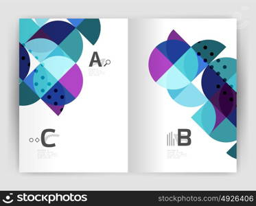 Business brochure or leaflet A4 cover template. Modern business brochure or leaflet A4 cover template. Abstract background with color triangles, annual report print backdrop. Vector design for workflow layout, diagram, number options or web design