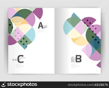 Business brochure or leaflet A4 cover template. Modern business brochure or leaflet A4 cover template. Abstract background with color triangles, annual report print backdrop. Vector design for workflow layout, diagram, number options or web design