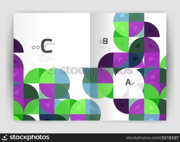 Business brochure or leaflet A4 cover template. Modern business brochure or leaflet A4 cover template. Abstract background with color triangles, annual report print backdrop. Vector design for workflow layout, diagram, number options or web design