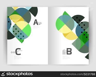 Business brochure or leaflet A4 cover template. Modern business brochure or leaflet A4 cover template. Abstract background with color triangles, annual report print backdrop. Vector design for workflow layout, diagram, number options or web design