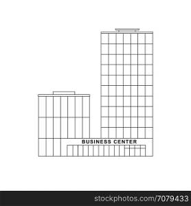 Business building. Business building line drawing. Vector thin illustration of architectural facade