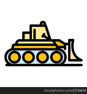 Business bulldozer icon. Outline business bulldozer vector icon color flat isolated. Business bulldozer icon color outline vector