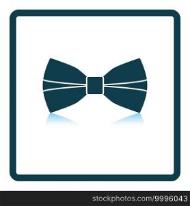 Business Butterfly Tie Icon. Square Shadow Reflection Design. Vector Illustration.