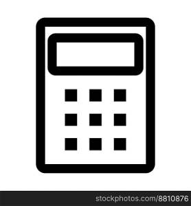 Business calculator icon line isolated on white background. Black flat thin icon on modern outline style. Linear symbol and editable stroke. Simple and pixel perfect stroke vector illustration.