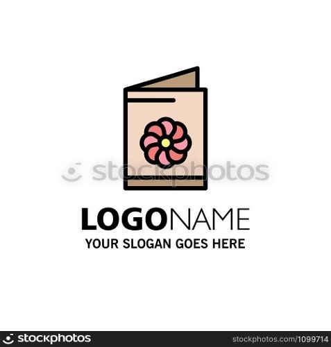 Business Card, Card, Greeting Card, Identification Card Business Logo Template. Flat Color