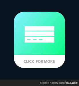 Business, Card, Credit, Finance, Interface, User Mobile App Button. Android and IOS Glyph Version