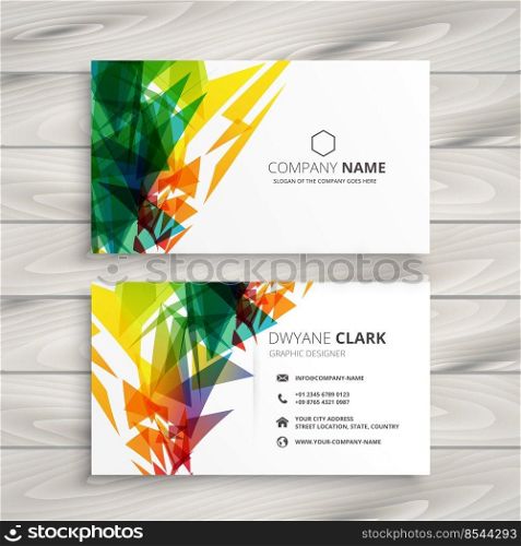 business card design with abstract colorful shapes
