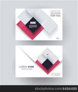 Business card design with abstract rhombus composition, vector illustration.