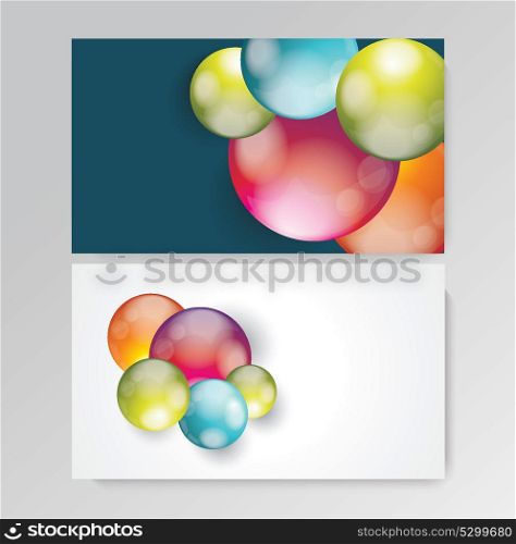 Business card design with bright balls composition, vector illustration.