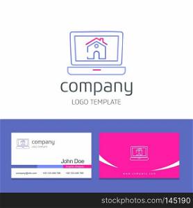 Business card design with laptop company logo vector. For web design and application interface, also useful for infographics. Vector illustration.
