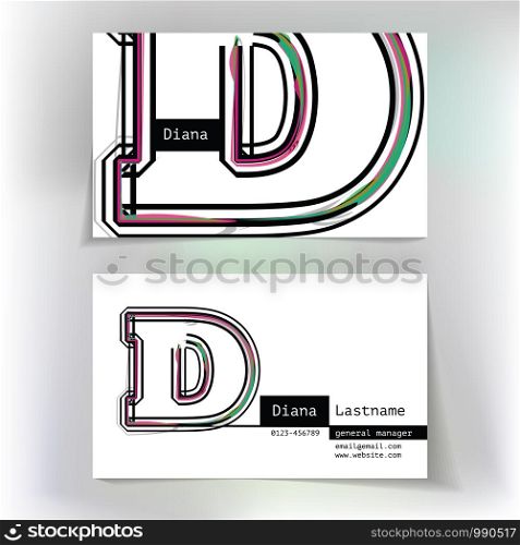 Business card design with letter D