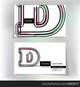 Business card design with letter D