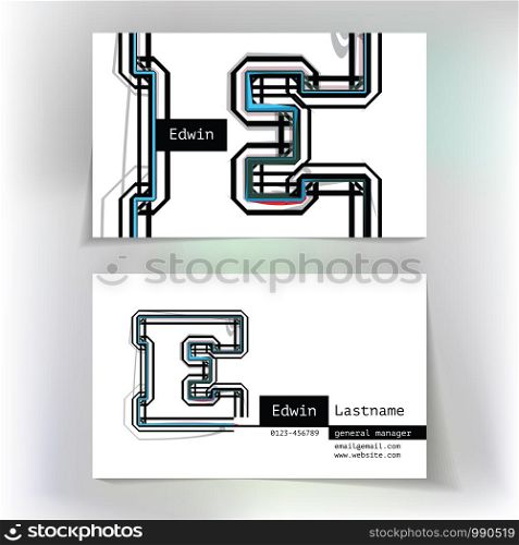 Business card design with letter E