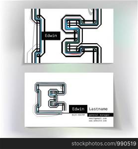 Business card design with letter E