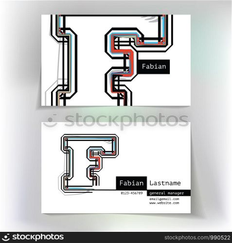 Business card design with letter F