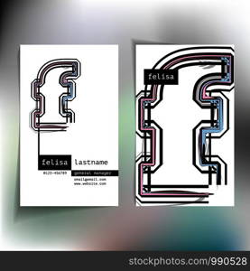 Business card design with letter f
