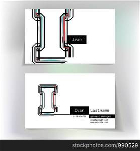 Business card design with letter I