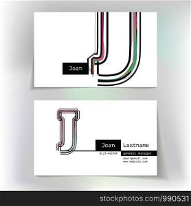 Business card design with letter J