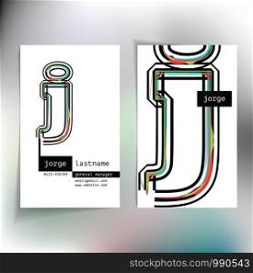 Business card design with letter j