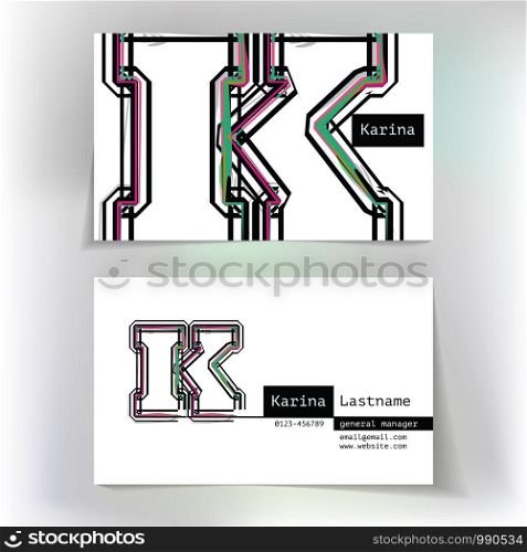 Business card design with letter K