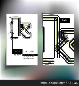 Business card design with letter k