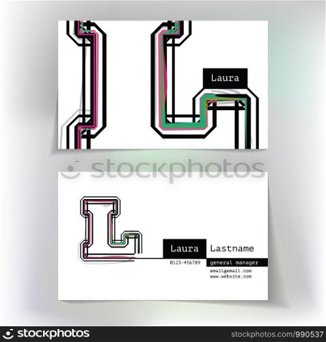 Business card design with letter L