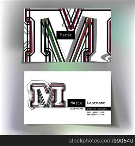 Business card design with letter M