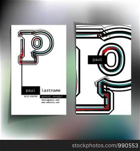 Business card design with letter p