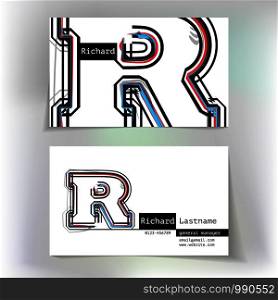 Business card design with letter R