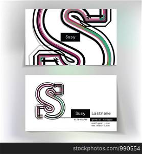 Business card design with letter S