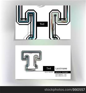Business card design with letter T