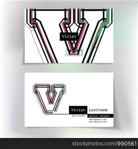 Business card design with letter V