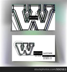 Business card design with letter W