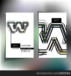 Business card design with letter w