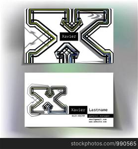 Business card design with letter X