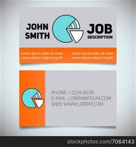 Business card print template with diagram logo. Easy edit. Marketer. Analyst. Stationery design concept. Vector illustration. Business card print template with diagram logo