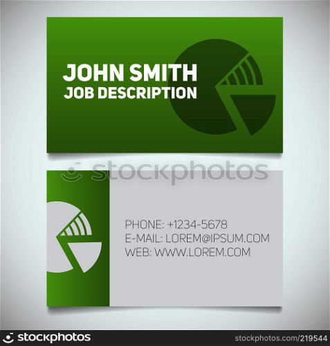Business card print template with diagram logo. Easy edit. Marketer. Financial analyst. Stationery design concept. Vector illustration. Business card print template with diagram logo