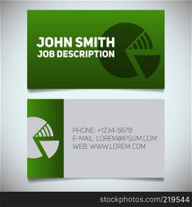 Business card print template with diagram logo. Easy edit. Marketer. Financial analyst. Stationery design concept. Vector illustration. Business card print template with diagram logo