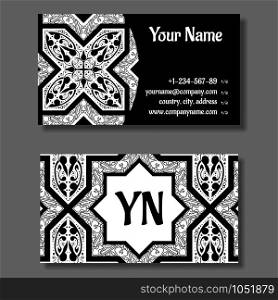 Business card template, black and white vitage design. Vector illustration. Business card template, black and white vitage design