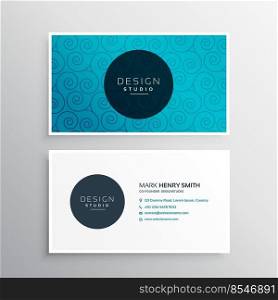 business card template design in blue line swirl pattern