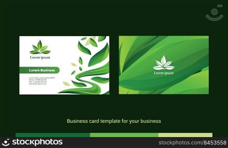 Business card template for business. natural green background. Business card template for business
