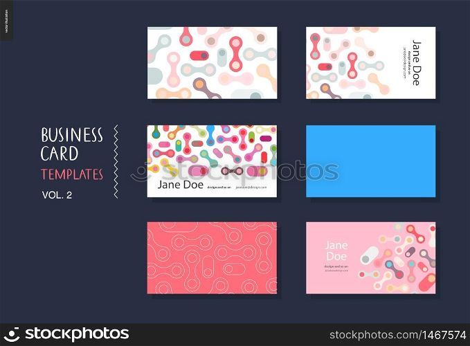 Business card template volume 2 - design template with rounded abstract shapes for designers. business card template volume 2