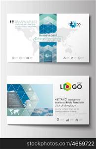 Business card templates. Cover design template, easy editable blank, abstract blue flat layout, vector illustration