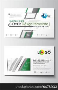 Business card templates. Cover design template, easy editable blank, abstract flat layout. Back to school background with letters made from halftone dots, vector illustration.