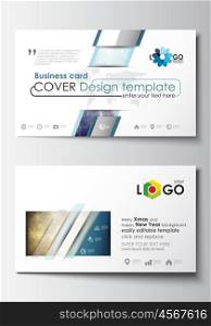 Business card templates. Cover design template, easy editable blank, abstract flat layout. Christmas decoration, vector background with shiny snowflakes, stars.