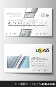 Business card templates. Cover design template, easy editable blank, abstract flat layout. Abstract blue or gray business pattern with lines, modern stylish vector texture.