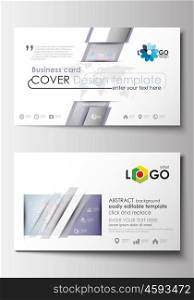 Business card templates. Cover design template, easy editable blank, abstract flat layout. Molecule structure on blue background. Science healthcare background, medical vector.