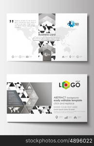 Business card templates. Cover design template, easy editable blank, abstract flat layout. Abstract triangle design background, modern gray color polygonal vector.