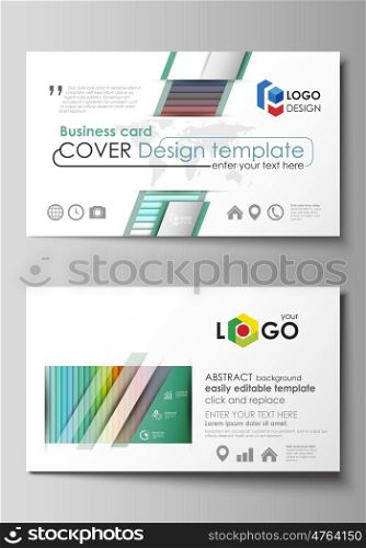 Business card templates. Easy editable layout, abstract flat design template, vector illustration. Bright color rectangles, colorful design, overlapping geometric rectangular shapes forming abstract beautiful background