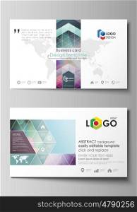 Business card templates. Easy editable layout, abstract flat design template, vector illustration. Bright color pattern, colorful design with overlapping shapes forming abstract beautiful background.
